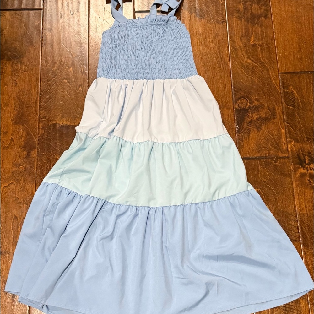 Girls Sundress - Blue, White, Light Blue